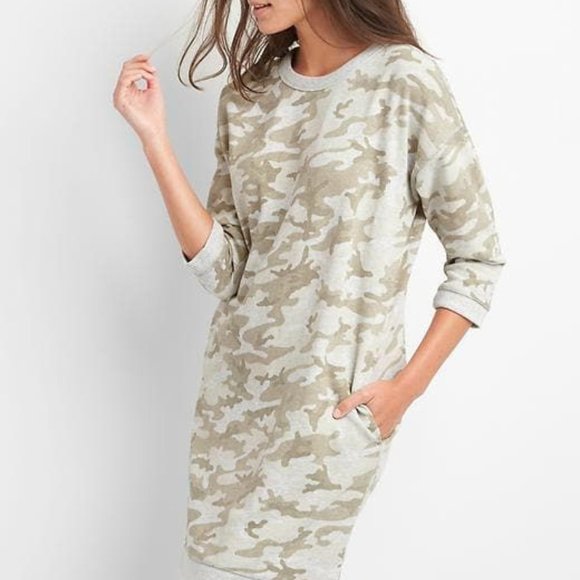 Gap Camo Crew Neck Sweatshirt Dress 